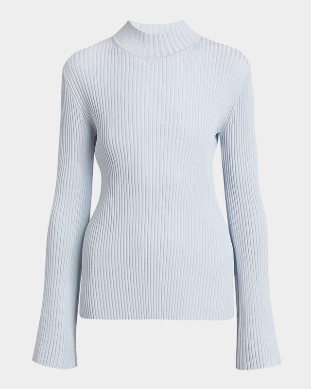Abigail Turtleneck Flare-Sleeve Rib Sweat